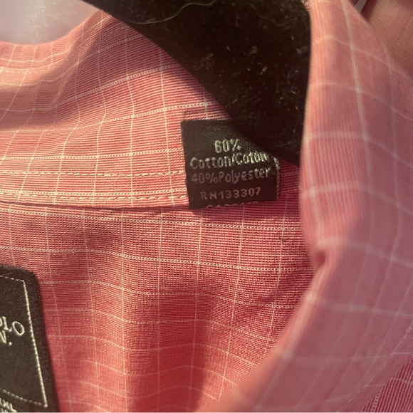 U.S. Polo Assn. Mens Size 18/18.5 XXL Pink Checkered Button-Down Long Sleeve - Picture 6 of 12
